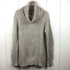 BB Dakota Beige Sweater Light Beige Knit Cowl Neck, Size Small